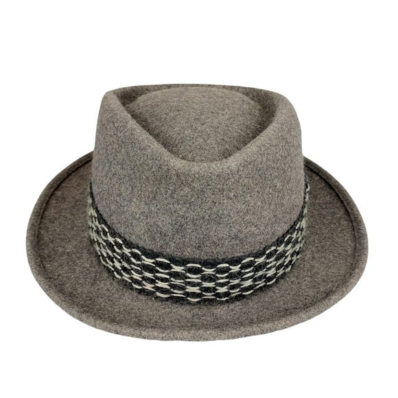 Vtg Trilby Fedora Hat Penney\'s Marathon Size 6 3/4 Grey J. C. Black White Neutra main image 6